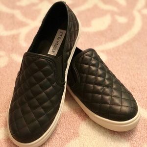 Black Quilted Steve Madden Slip-ons